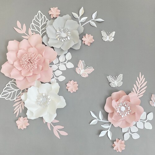 Nursery Paper Flowers Wall Decor Around Name. 10 Pc Blush Etsy