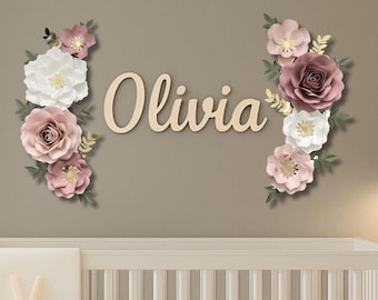 Personalized Paper Flower Wall Decor – Nursery, Custom Colors