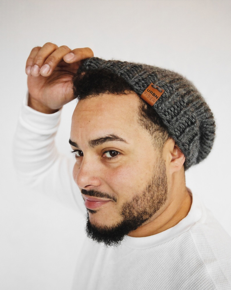 Slouchy Knit Hat Men, Ski Gifts for Boyfriend, Winter Fashion for Him, Cozy Gifts for Men, Winter Hats for for Teenagers, for Larger Heads image 1