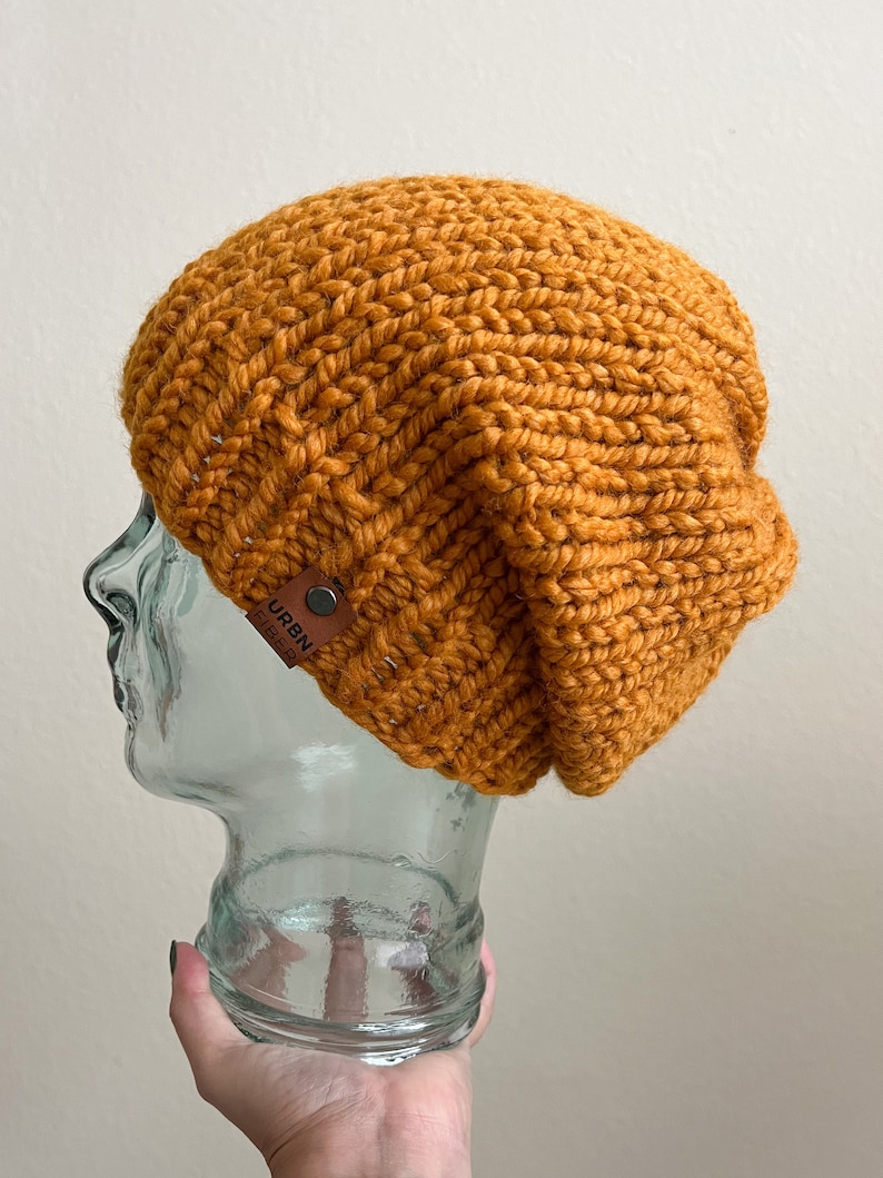 Slouchy Knit Hat Men, Ski Gifts for Boyfriend, Winter Fashion for Him, Cozy Gifts for Men, Winter Hats for for Teenagers, for Larger Heads Butterscotch