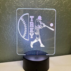 Personalized Baseball LED Light / Nightlight / Kid's Room Decor / Boys room  decor / Baseball room decor / Boys Name Decor