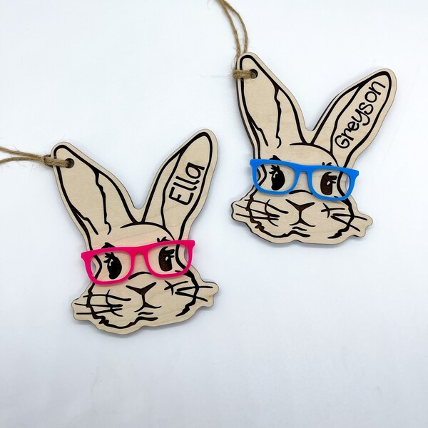 Personalized Glasses Bunny Name Tag / Easter Name Tag / Easter Basket Name Tag