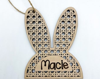 Personalized Rattan Bunny Ear Name Tag / Easter Name Tag / Easter Basket Name Tag
