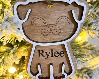 Dog Ornament with Dog Name - Christmas Tree Ornament - Christmas Ornament