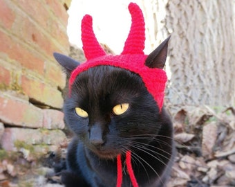 Devil hat, Cat hat, Hats for cats, Pet costume, Horns hat, Dog costume, Costume for cats, Kitten accessories, Pet costume cat, Halloween hat