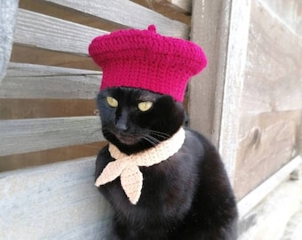 French beret, Beret for cat, Cat accessories, Pet costume, Pet costume cat, Hats for cats, Cat hat, Dog costume, Dog hat