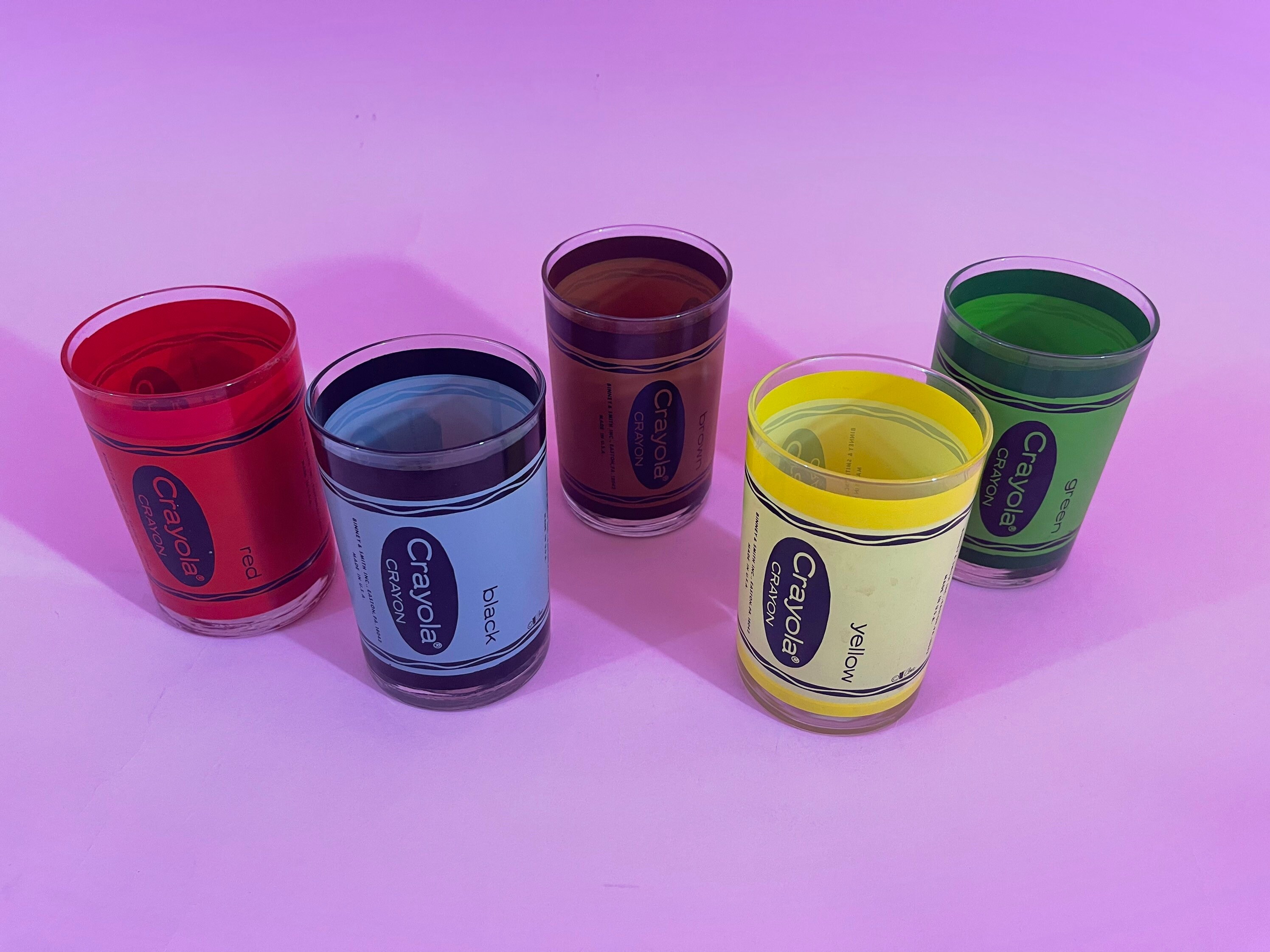 Vintage Set of Crayola Crayon Drinking Glasses Binney & Smith Etsy
