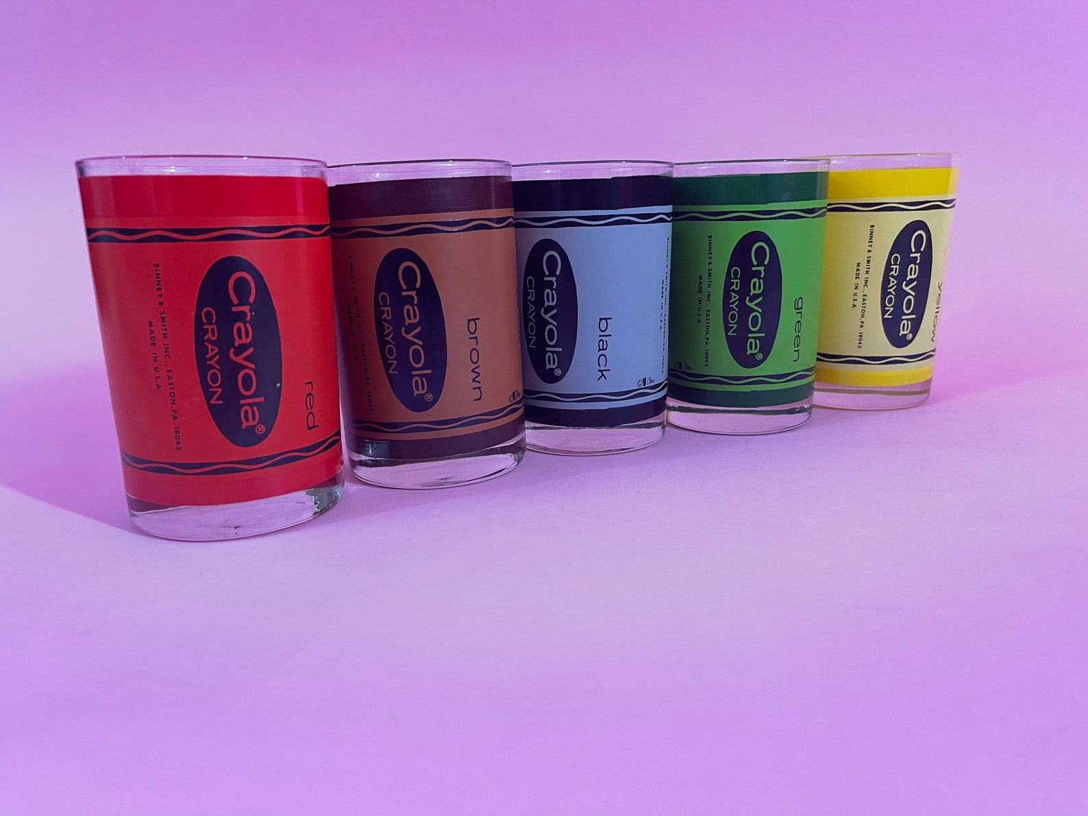 Vintage Set of Crayola Crayon Drinking Glasses Binney & Smith Etsy