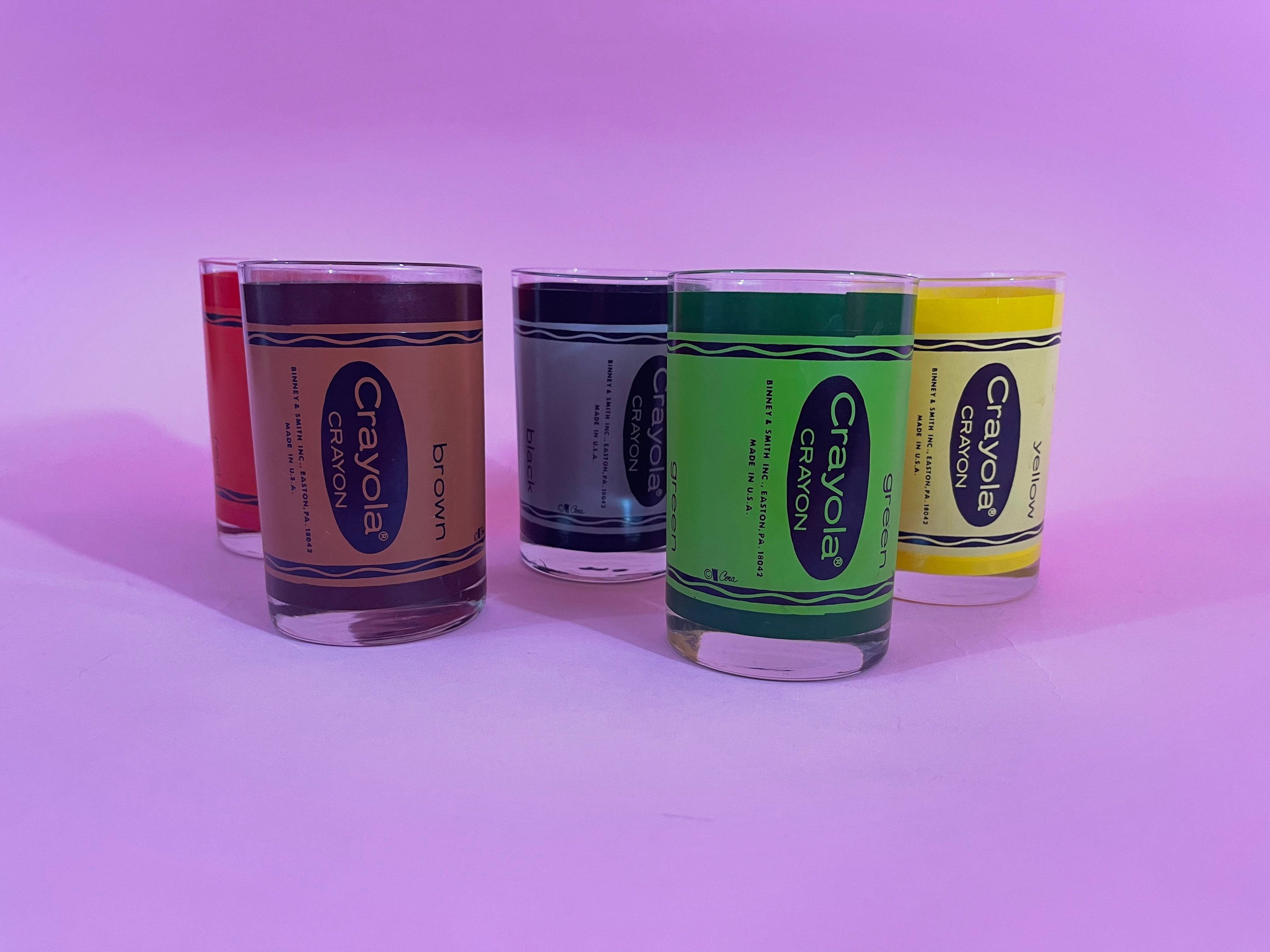 Vintage Set of Crayola Crayon Drinking Glasses Binney & Smith Etsy