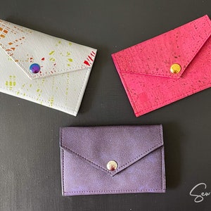 Cartera de diseño para mujer, sencillez, porta dinero pequeño, cuero vegano, corcho, hecho a mano, idea de regalo, Mini Slim Wallet,