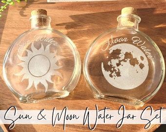 Sun and Moon Gifts, Moon Water Jar, Personalized Glass Jar with Lid, Witchy Gift for Her, Metaphysical Shops, Potion Bottles Decor