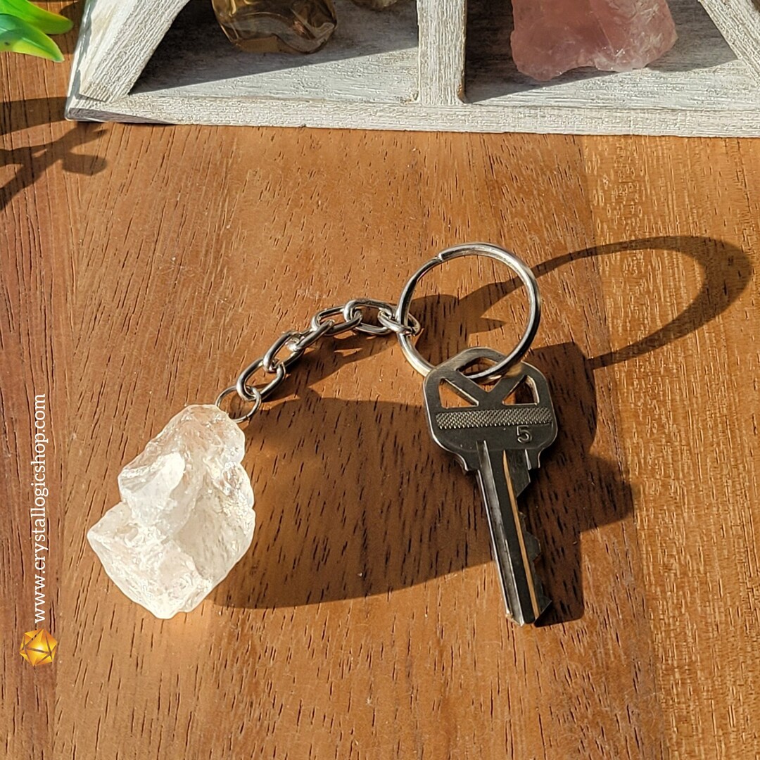 Raw Crystal Keychain, Quartz Keychain, Clear Quartz Crystal, Crystal ...