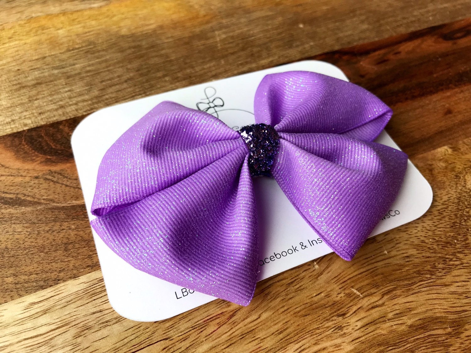Sparkling Purple Hair Bow Barrette Purple Glitter Bow Hair Clip