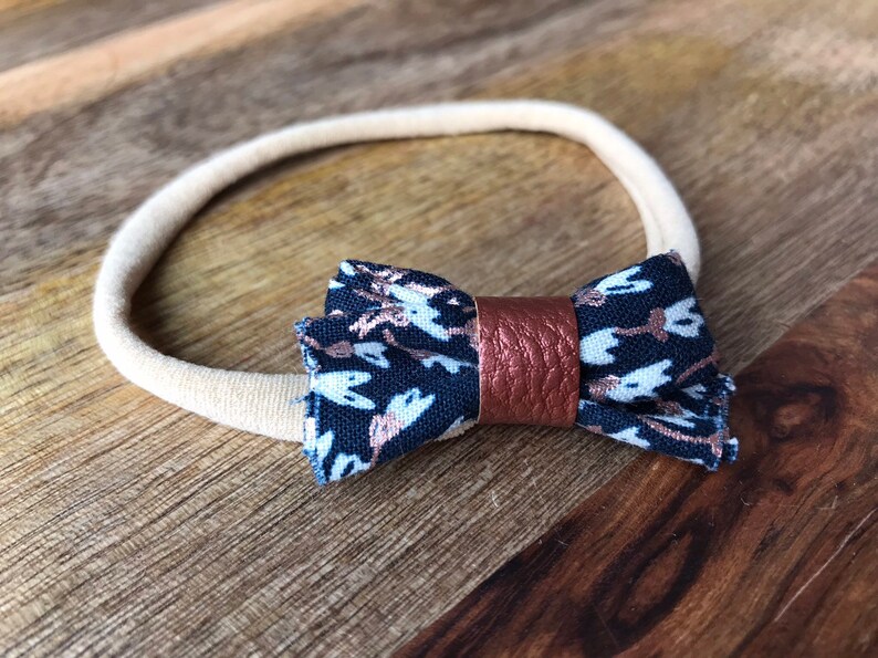 Fall Bow Infant Headband Set Fabric and Faux Leather Bows