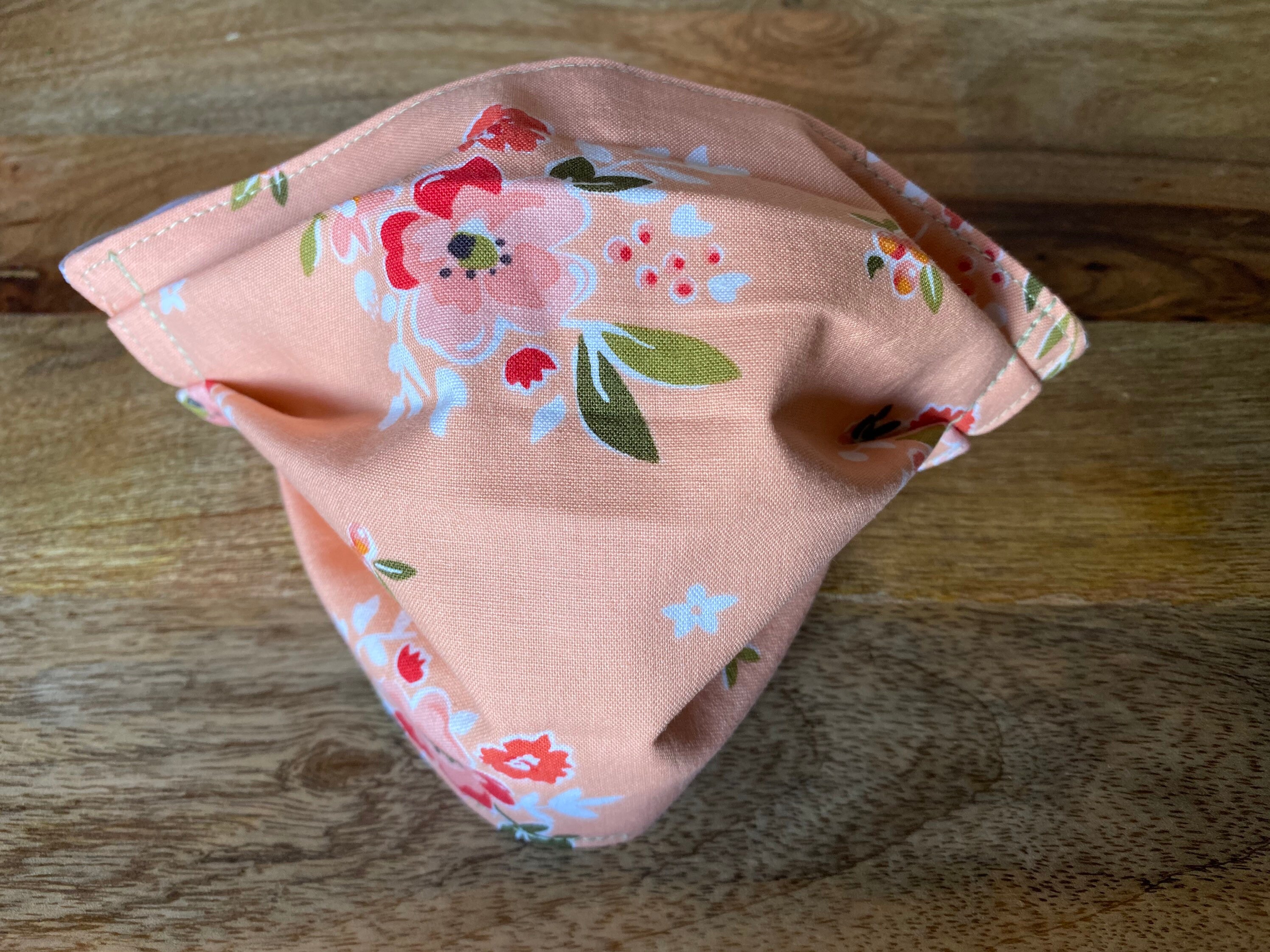 LAST ONE Peach Floral Fabric Face Mask for Adult with Ear Loops | Buy ...