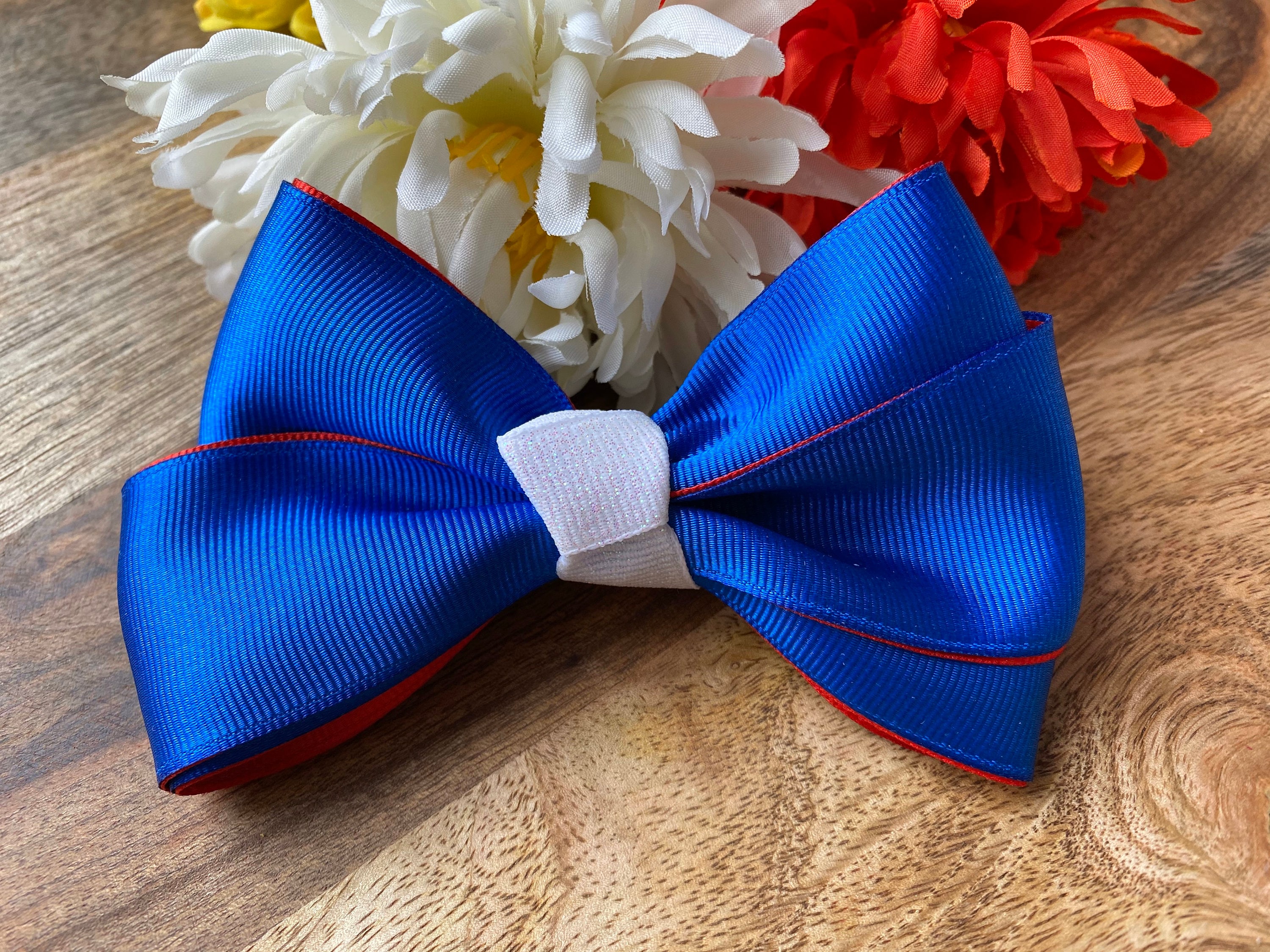 Blue ribbon hair bows - wide 1