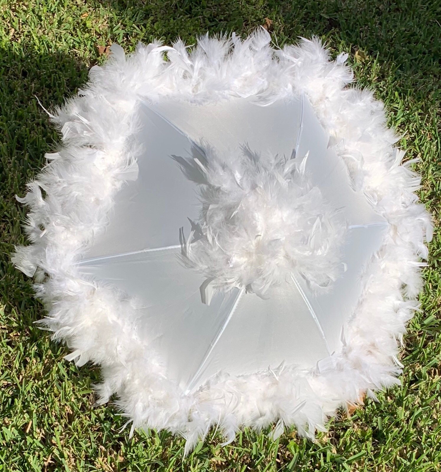 Handmade Second Line Wedding Umbrella with Boa Trim, Wedding umbrella,…