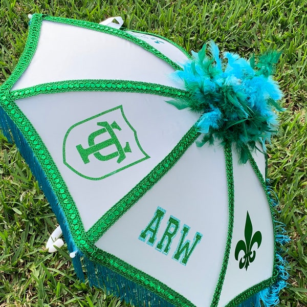 Tulane Secondline umbreallas,  Tulane Graduation, Tulane umbrella, Tulane second line umbrella,