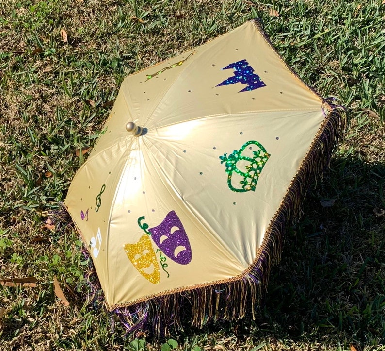 decorated umbrellas mardi gras