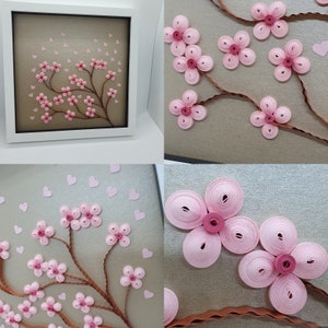 Cherry blossom branch, paper quilling, 3d wall decor