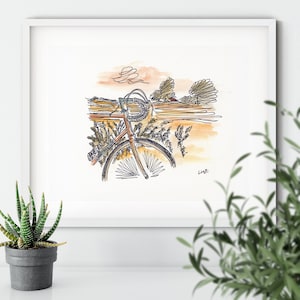 Tour de France Cycling Print (Landscape), Cycling Poster, Cycling Art