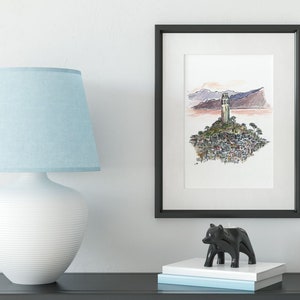 Coit Tower print, San Francisco watercolor print - California hand-drawn illustration art