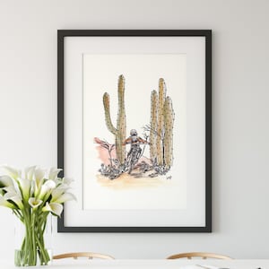 Desert Mountain Bike Print - Bikepacking print - Cycling print, watercolor and ink art