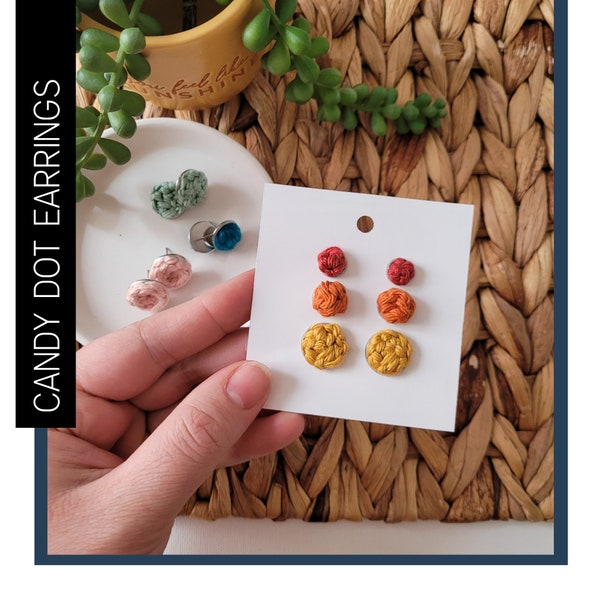 Candy Dot Stud Earrings Crochet Pattern - DIGITAL DOWNLOAD/ Crochet Pattern/ Beginner Crochet Pattern/ Easy Crochet Pattern