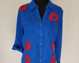 Ladies 8 Phish Jon Fishman donut button up shirt OOAK festival evening cover blouse tour top