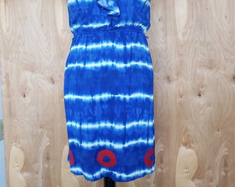 Lady's Medium blue tie dye dress repurposed OOAK Fishman donut dress