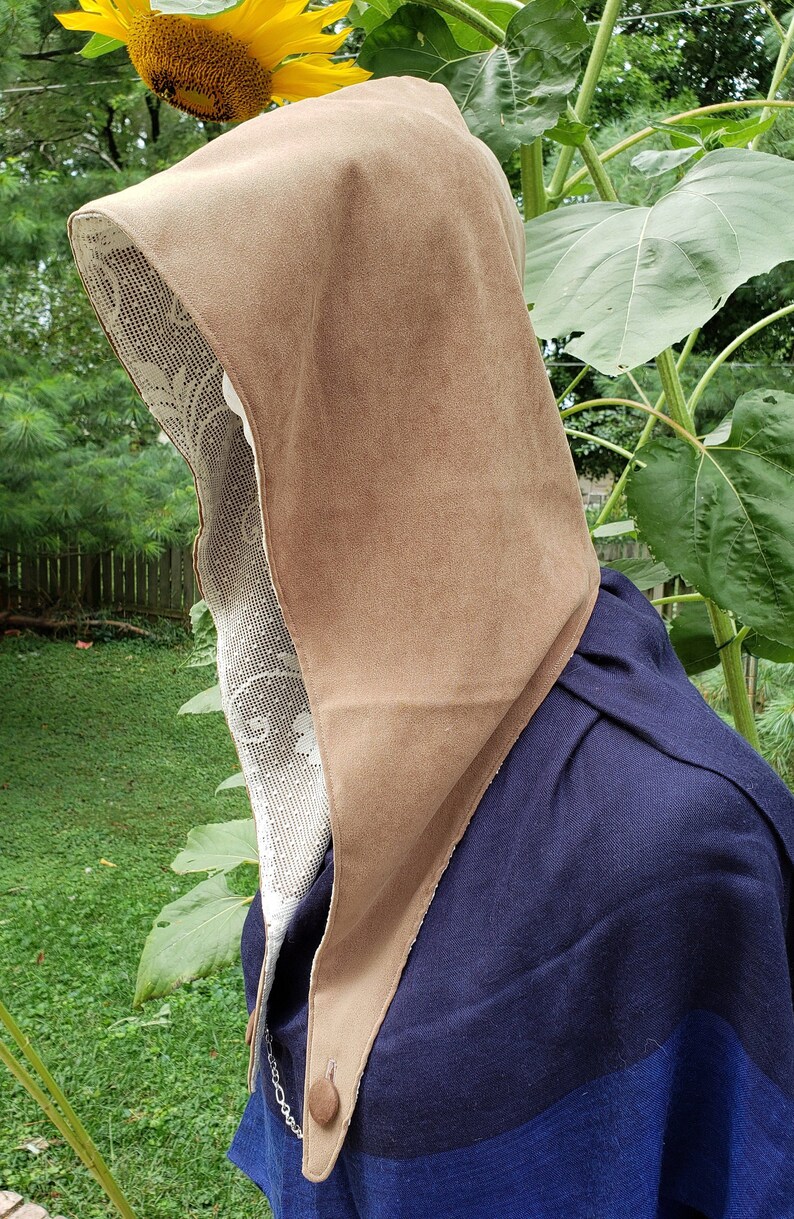 Handmade brown festival hood scarf flow wear wook hat