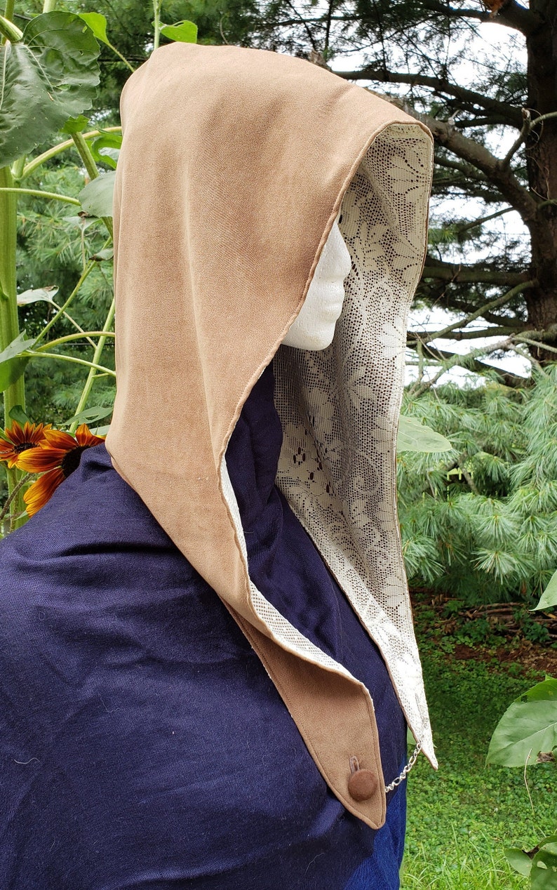 Handmade brown festival hood scarf flow wear wook hat