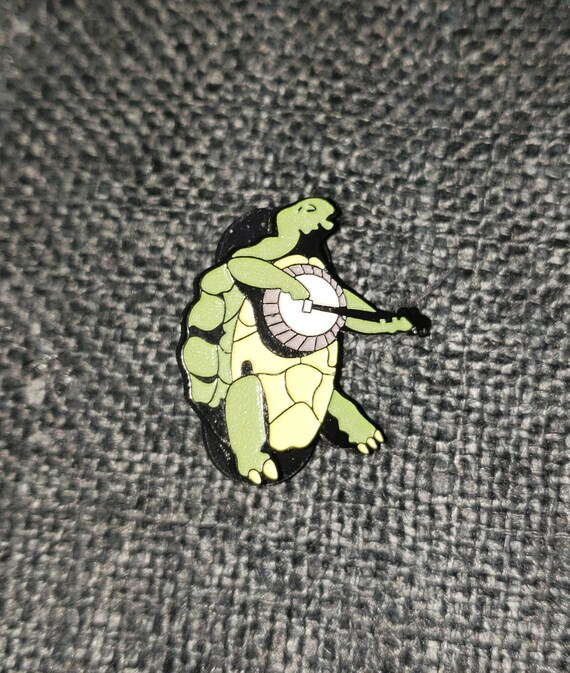 Terrapin Playing Banjo Glow in the Dark Double Posted Hat Pin Etsy