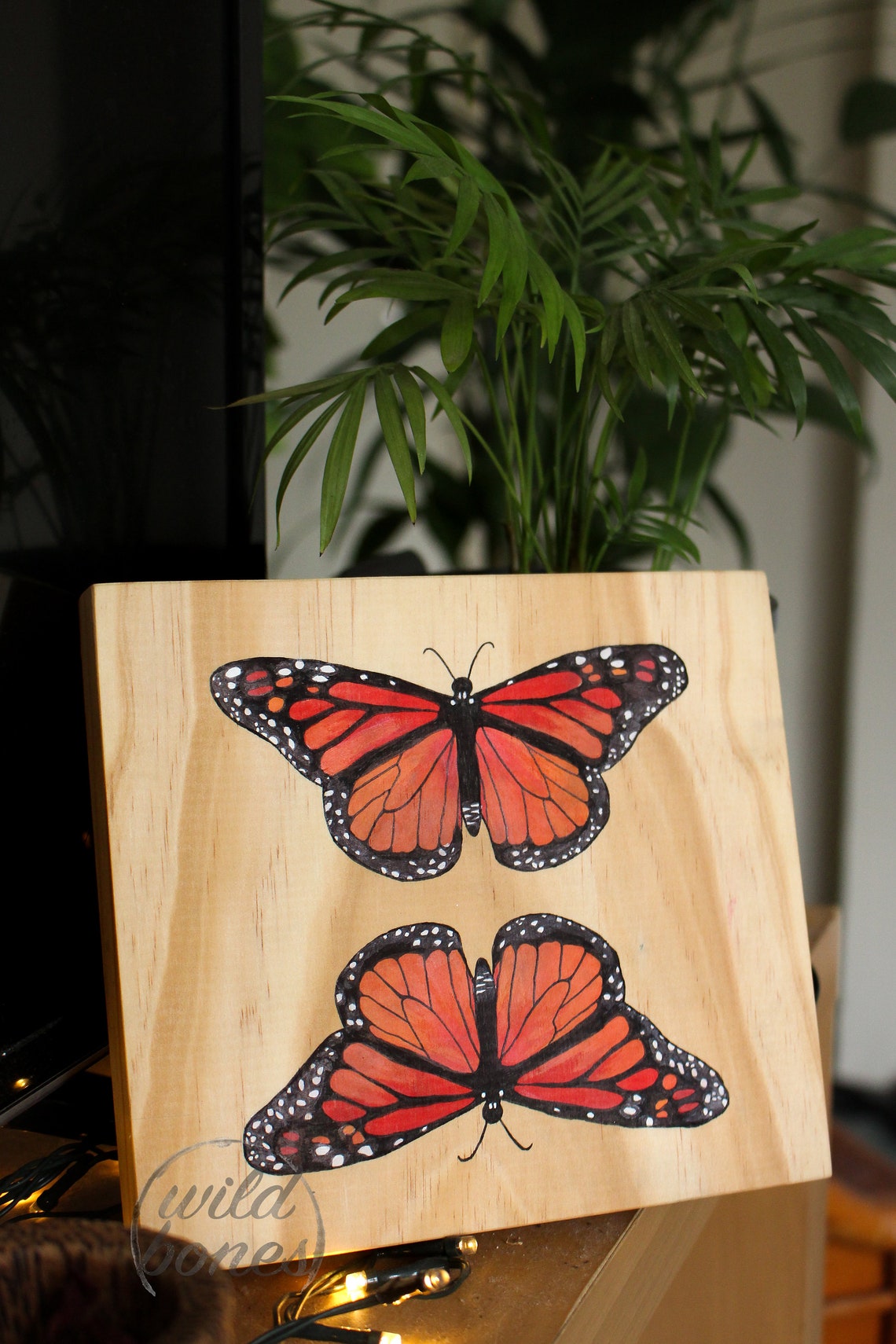 Monarch Butterfly Wood Board Painting Etsy
