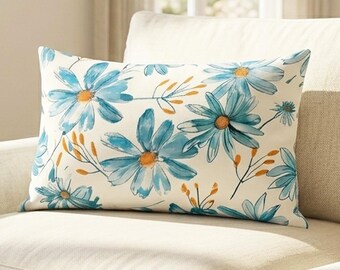 Pink Purple Floral Lumbar Cushion Cover, Rectangular Abstract Flower Pillow, Spring Decor, 9 Sizes