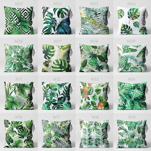 Tropical Green Cushion Covers | Double Sided Printing Pillow Covers on the Soft Chenille Fabric with Different Sizes | OEKO-TEX®