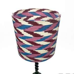 Blue & Pink IKAT Lampshade from Traditional Handwoven Fabric | Lamp Shade from 100% Cotton Ethnic Fabric with Multicoloured Striped Pattern