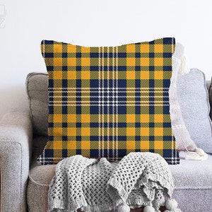 Yellow tartan cushions deals