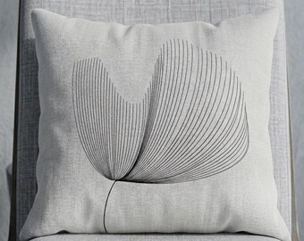 Minimalist Warm Grey Square Pillow Case, Modern Abstract Line Art Decorative Cushion Cover