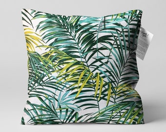 Green & Yellow Tropical Fern Leaves Cushion Cover | Double Sided Printing Throw Pillow Cover on the Chenille with Different Sizes | OEKO-TEX