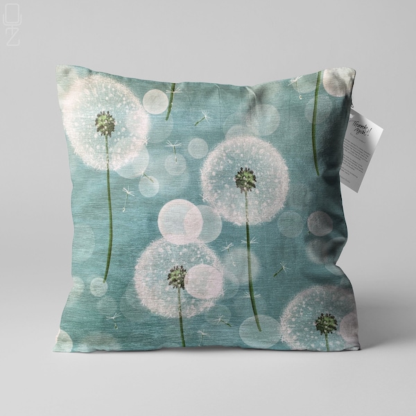 Dandelion Seed Cushion Cover with Water Green Colour | Double Sided Printing Throw Pillow Cover on the Soft Chenille with Different Sizes