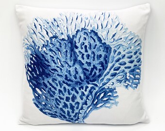 Blue Coral Reef Decorative Cushion Cover with Hidden Zipper | 43x43 cm (17x17") | Double Sided, Printing on the Soft Microfibre Fabric