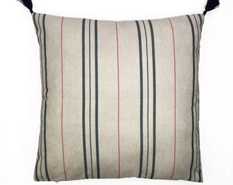 Warm Grey Beige Striped Cushion Cover with Hidden Zipper, 43x43 cm (17x17"), Double Sided, Printing on the Soft Poly Cotton Fabric