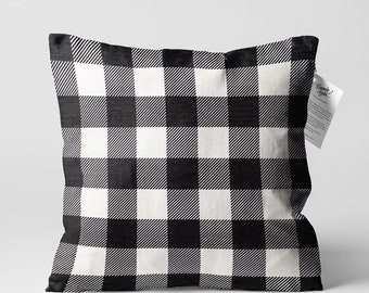 Gingham Cushion Cover With Black White Double Sided Printing Throw Pillow Cover on the Soft Chenille Fabric With Different Sizes Etsy UK