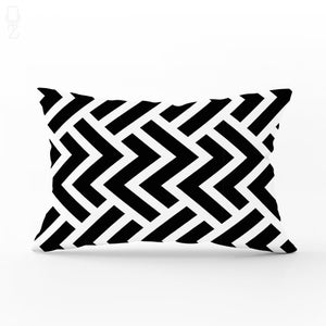 Black & White Rectangle Striped Geometric Pattern Cushion Covers | Multi Size Options | Throw Pillow Cover Printed to the Soft Suede Fabric