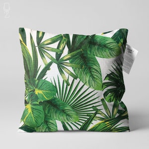 Tropical Palm Leaves Cushion Cover | Double Sided Printing on the Soft Touch Chenille Fabric with Multi Size Options | OEKO-TEX® Standard