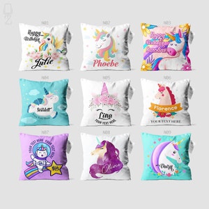 Name Personalised Unicorn Cushion Covers | Custom Unicorn Pillow Covers | Double Sided Printing on the Velvet Fabric with Different Sizes
