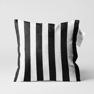 Black & White Cushion Cover with Striped Pattern | Double Sided Printing Throw Pillow Cover on the Soft Chenille Fabric with Multi Sizes