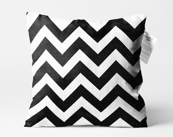 Black & White Zig Zag Cushion Cover | Double Sided Printing Throw Pillow Cover on the Soft Chenille Fabric with Multi Size Options, OEKO-TEX