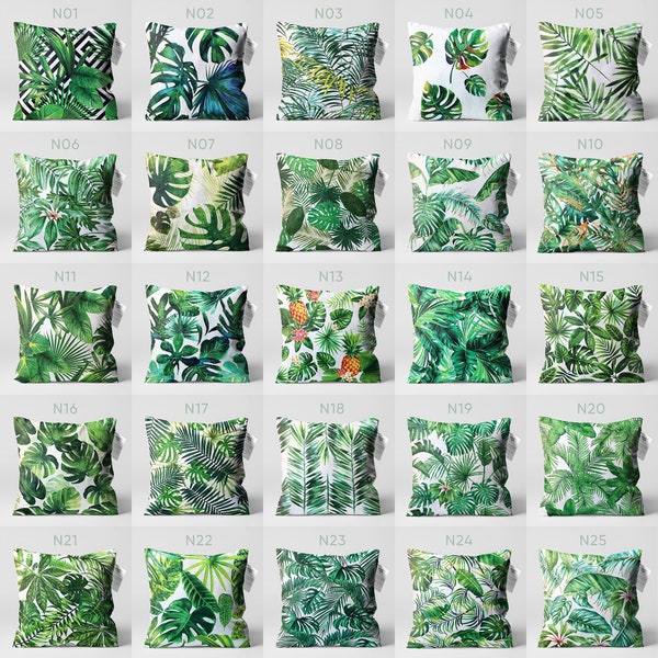 Tropical Green Cushion Covers | Double Sided Printing Throw Pillow Covers on the Soft Chenille Fabric with Different Sizes | OEKO-TEX®